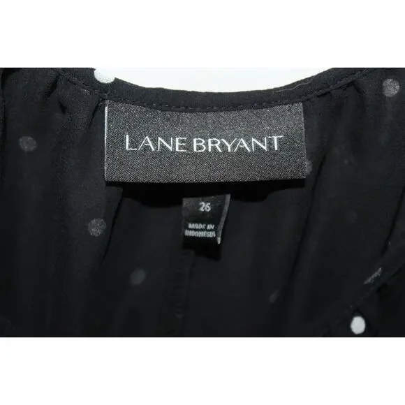 ✨2/$20 Lane Bryant Polka Dot Cami Tank Top Black White Semi Sheer Plus Size 26 - Picture 3 of 7